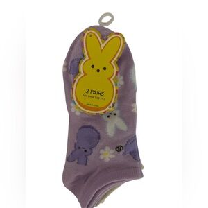 PEEPS Bunny Pattern Ankle Socks - Lavender - 2 Pairs NWT
